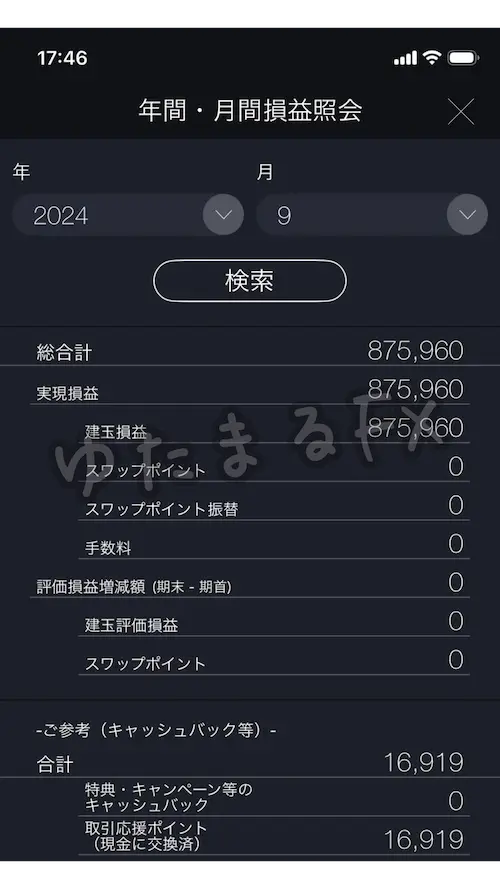 DMM FX 月間損益 2024年9月