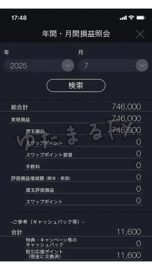 DMM FX 月間損益 2025年7月