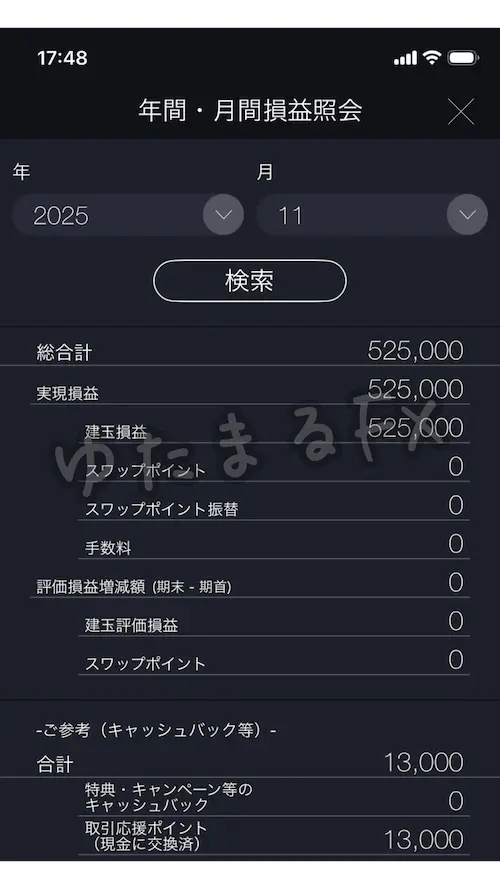 DMM FX 月間損益 2025年11月