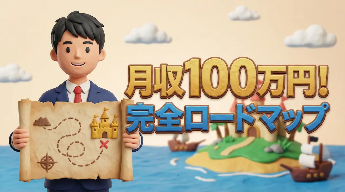 100万円稼ぐまでのロードマップを持っているFXトレーダーのイラスト